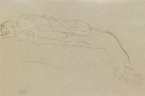 Gustav Klimt - Auf einem Sofa liegende Frau