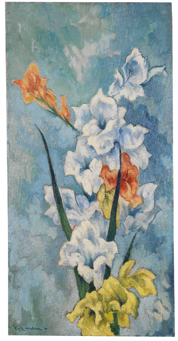 Heinrich Nauen - Weiße und gelbe Gladiolen