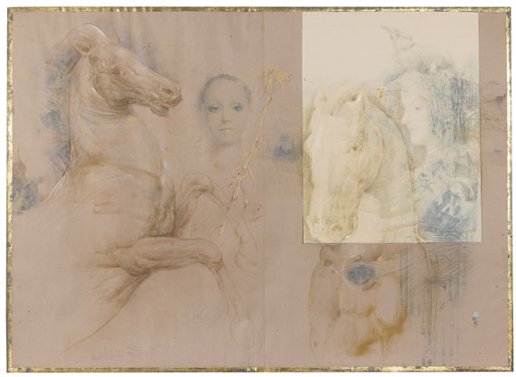 Mersad Berber - Ohne Titel (Zwei Pferdemotive mit Frauenportraits)