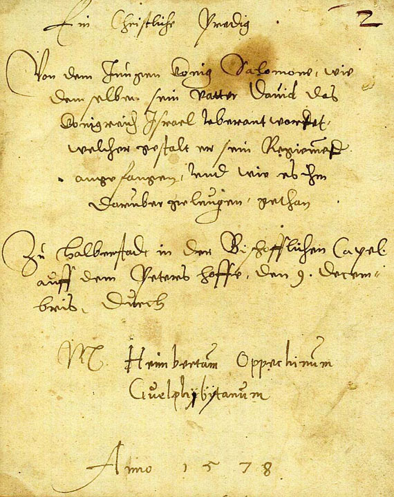 Predigtmanuskript 1578 - Manuskript, 1578