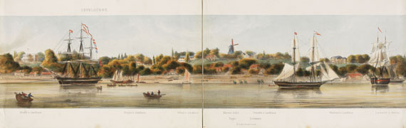 M. von Gericke - Panorama des Elb-Ufers von Hamburg bis Blankenese. Leporello. Um 1850.