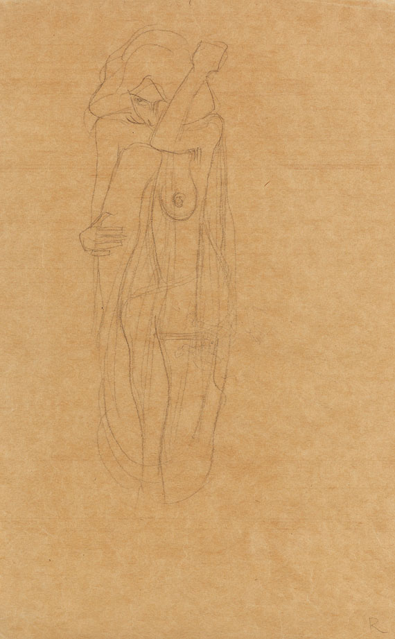 Gustav Klimt - Kauernder Halbakt von vorne