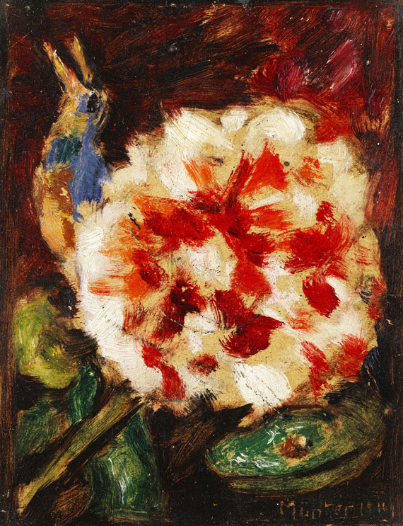 Gabriele Münter - Blume mit Vogel und Echsenkopf