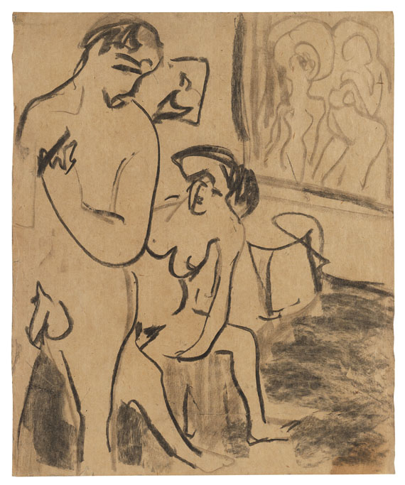 Ernst Ludwig Kirchner - Badendes Paar im Atelier