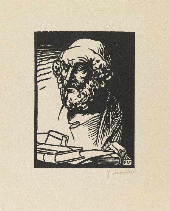 Félix Vallotton - 1 Orig.-Holzschnitt, signiert. Porträt v. Homer. 1911.
