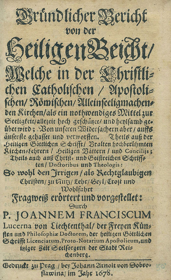   - Gründlicher Bericht von der Heiligen Beichte. 1678.