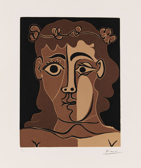 Pablo Picasso - Jeune Homme Couronné de Feuillage - Signatur