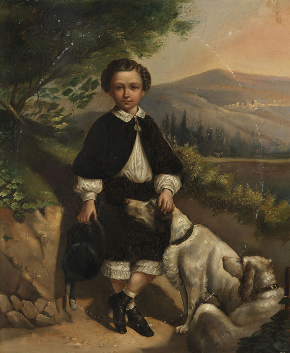 England - Jungenportrait mit Hunden
