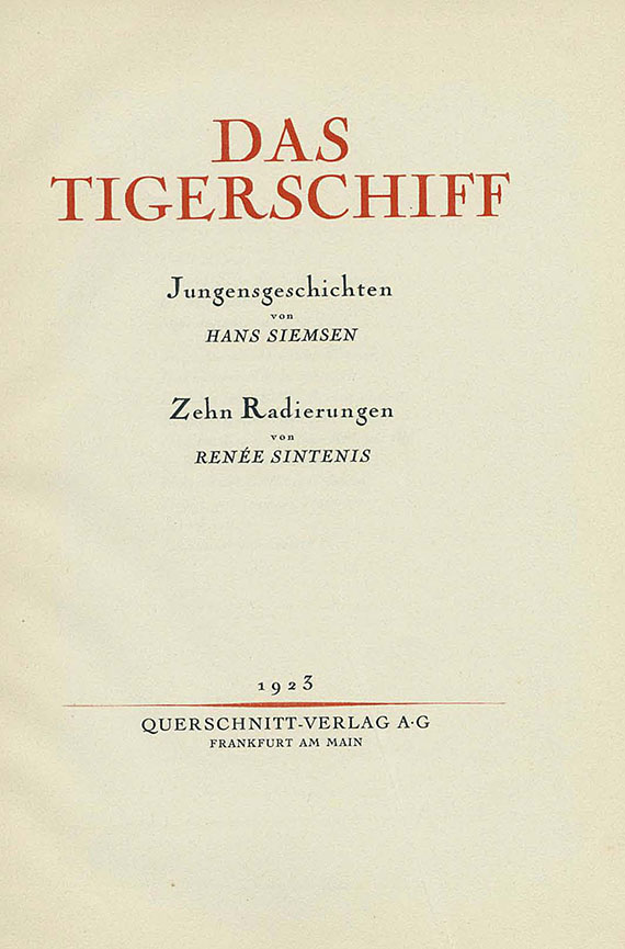 Renée Sintenis - Siemsen, H., Das Tigerschiff. 1923.
