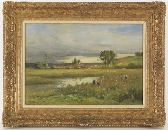 Jean-Baptiste Antoine Guillemet - Landschaft mit Dorf und Fluss