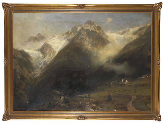 Otto Werner Henning von Kameke - Berglandschaft mit kleinem Ort und zwei Gletschern - Weitere Abbildung