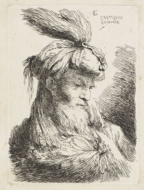 Giovanni Benedetto Castiglione - 10 Blätter: Kleine Kopfstudien mit orientalischem Kopfschmuck - Weitere Abbildung