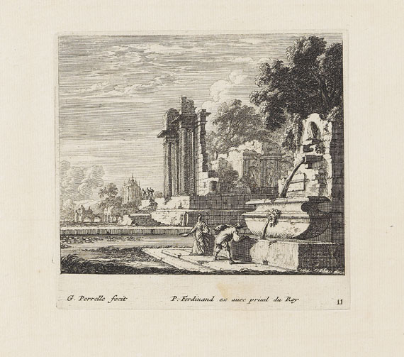 Gabriel Perelle - 12 Bll.: Arkadische Landschaften mit antiken Ruinen und Figurenstaffage - Weitere Abbildung