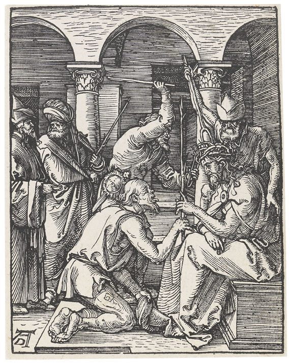 Albrecht Dürer - 4 Bll.: Geburt Christi. Christus vor Herodes. Die Dornenkrönung. Die Kreuztragung (aus der kleinen Holzschnittpassion) - Weitere Abbildung