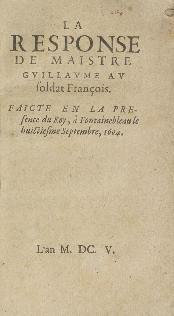 Maître Guillaume - La response de maistre Guillaume. 1605.