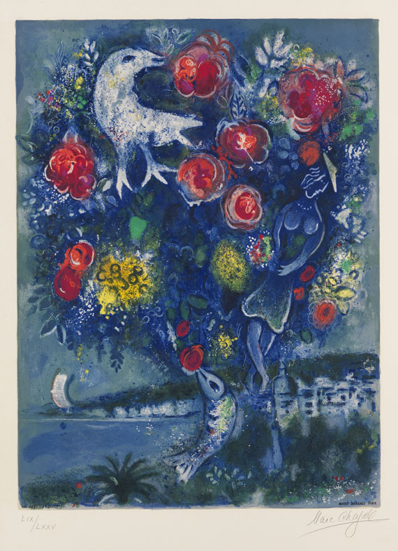 Marc Chagall - Engelsbucht mit Rosenstrauss