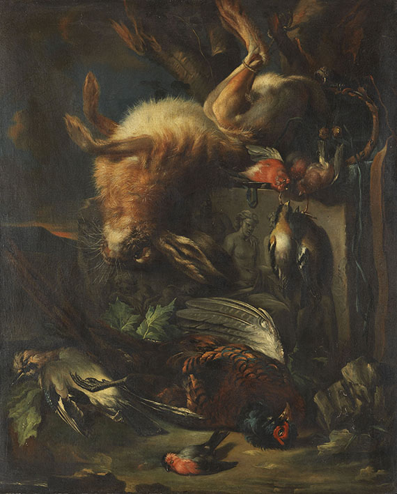 Franz Werner von Tamm - Zugeschrieben - Jagdstillleben mit Hase und Vögeln