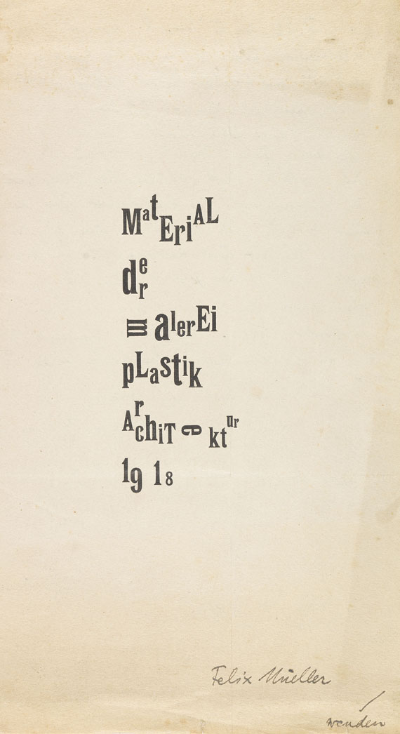Raoul Hausmann - Material d. Malerei, Plastik, Architektur. Club Dada 3. Mit eigh. Schreiben. 1918. - Weitere Abbildung