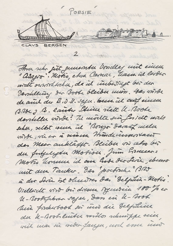 Claus Bergen - 3 eigh. Briefe. 1933-42. - Weitere Abbildung