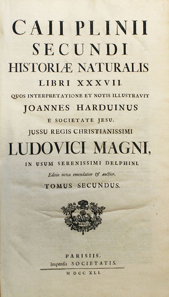Plinius Secundus minor - Historiae naturalis. 2 Bde. 1741