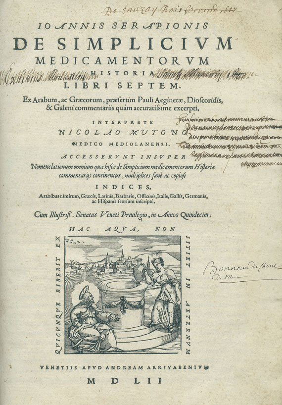 Johannis Serapion d. J. - De simplicium medicamentorum historia. 1552.