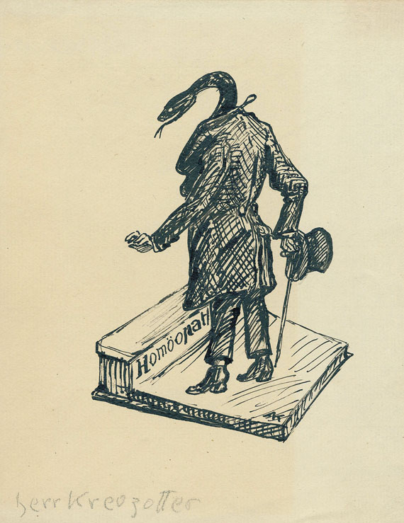 Alfred Kubin - 6 Bll.: Illustrationen (3 Zeichnungen, 3 Lithografien). 1944. Dabei: Dietrich: Nemo anonymus.