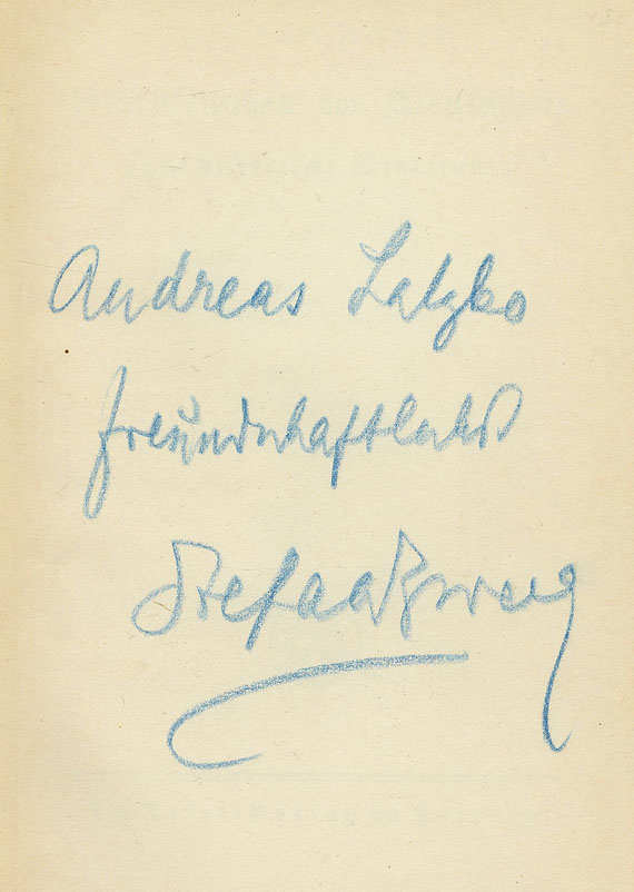 Stefan Zweig - Sternstunden der Menschheit. Widm.ex. 1927. Dabei: Werfel, Arien, 1921. Widm.ex.