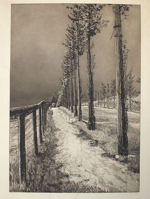 Max Klinger - 1 Bl. Chaussee. Um 1883. - Dabei: W. Leistikow, 1 Bl. Landschaft.