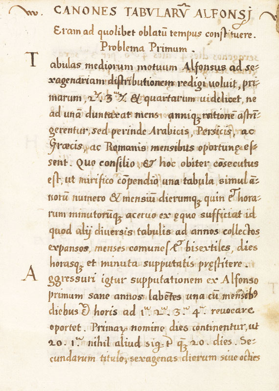 Manuskript - Canones tabularum Alfonsi. Um 1550