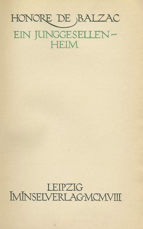 Insel-Verlag - Balzac, Menschliche Komödie. 1908-11. 18 Bde.