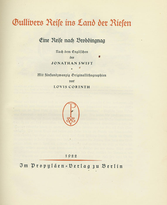 Lovis Corinth - Swift, Gullivers Reise ins Land der Riesen. 1922.