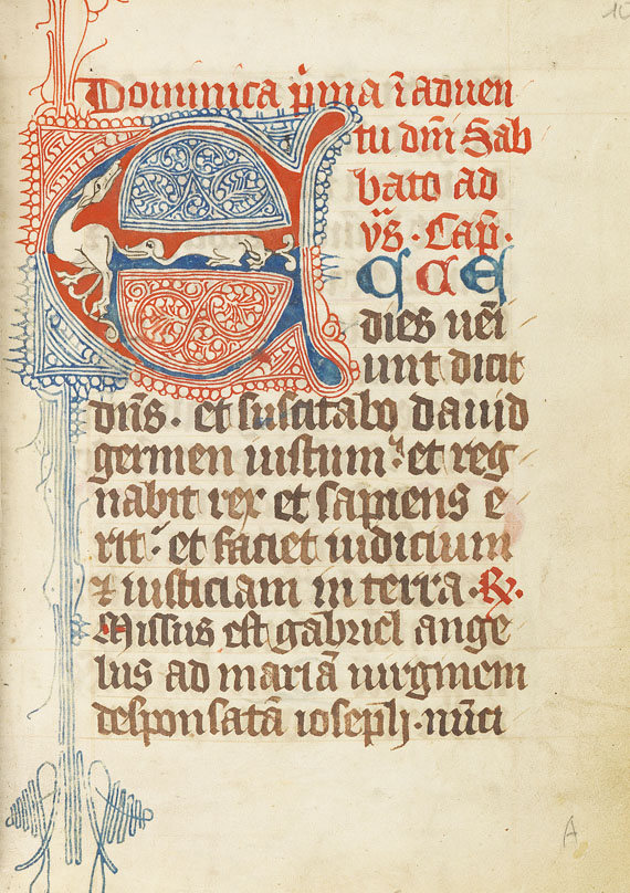 Breviarium-Manuskript - Pergamenthandschrift um 1370, nach dem Kalendarium.