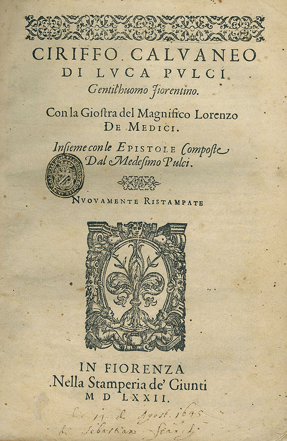 Luca Pulci - Ciriffo calvaneo. 1572.