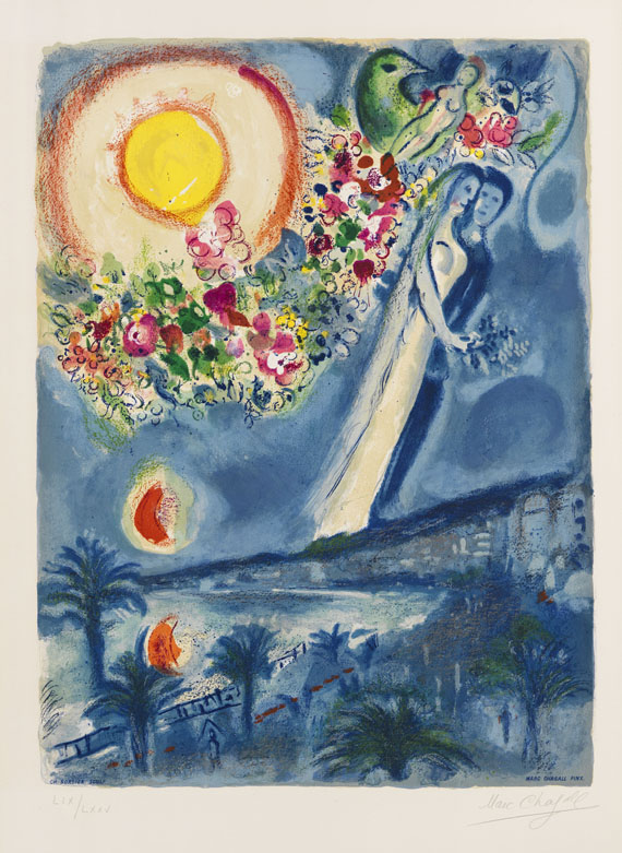 Marc Chagall - Verlobte im Himmel von Nizza