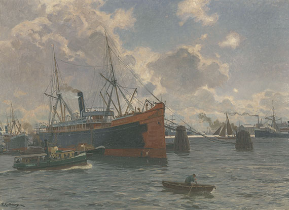 Friedrich Kallmorgen - Südamerika Dampfer im Hamburger Hafen