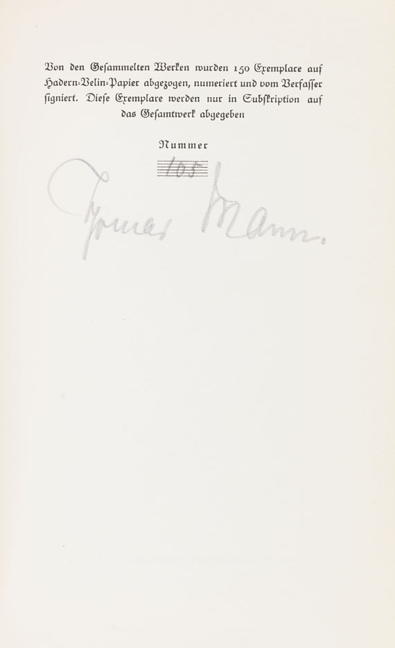 Thomas Mann - Novellen. 1922. 2 Bde. Von T. Mann sign.