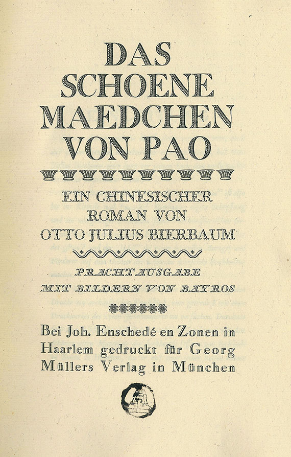 Franz von Bayros - Bierbaum, Otto Julius, Das Schöne Mädchen von Pao. 1910
