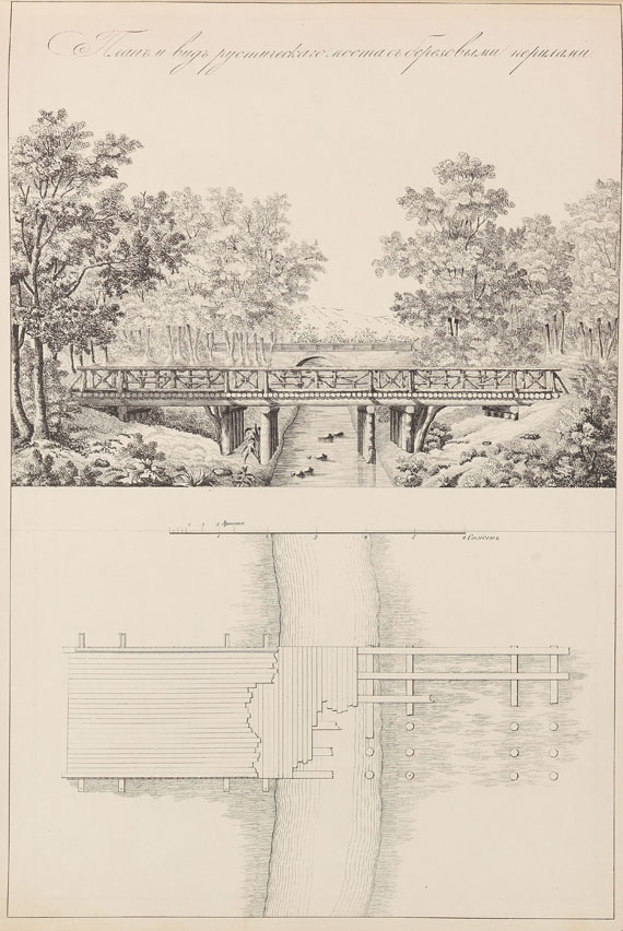 Rußland - Zeichnungen von Gebäuden auf dem Babigon (russ.). 1853