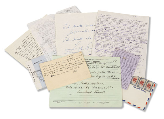 Leonhard Frank - Ca. 90 Briefe, Telegramme u. a., teils mit Umschlägen. 4 Hefter. 1935-49.