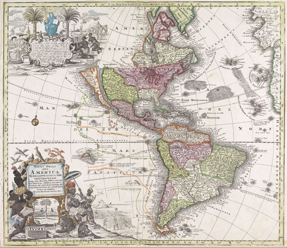 Kontinente - Kontinente. 4 Bll. Europa, Afrika, Asien und Amerika. 1730