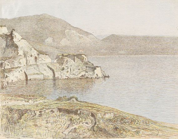 Paul Baum - 2 Bll.: Landschaft am Bosporus. Küstenlandschaft am Mittelmeer - Weitere Abbildung
