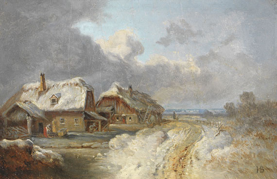Heinrich Bürkel - Die Häuser von Forstenried im Winter