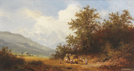 Andreas Mitterfellner - Heuernte mit Blick auf das Wettersteingebirge