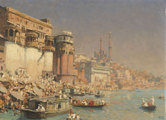 Erich Kips - Munshi Ghat in Varanasi (ehem. Benares) am Ganges, Indien