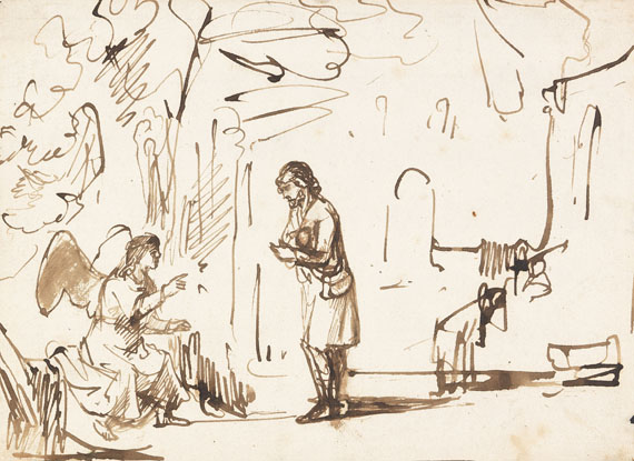 Rembrandt-Schule - Ein Engel verkündet Zacharias die Geburt seines Sohnes Johannes