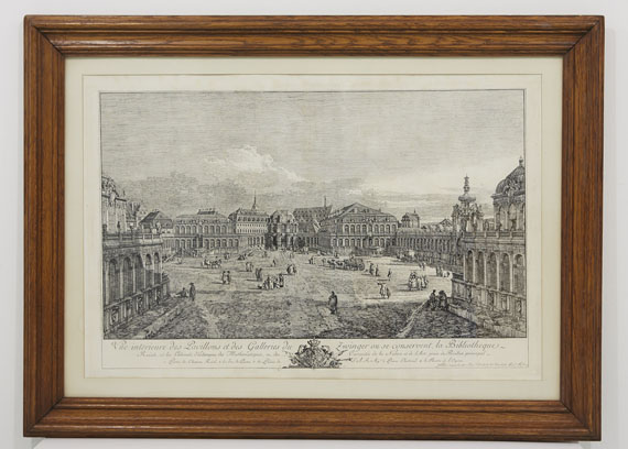 Bernardo Bellotto gen. Canaletto - Vue intérieur des Pavillons et des Galleries du Zwinger - Rahmenbild