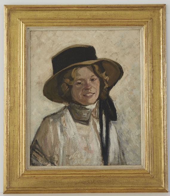 Julius Seyler - Mädchen mit Hut - Rahmenbild
