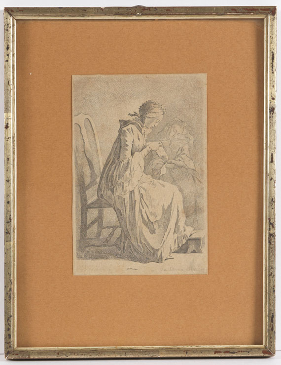 Daniel Chodowiecki - Die beiden sitzenden Damen (Demoiselle Quantin und die Gattin des Künstlers) - Rahmenbild