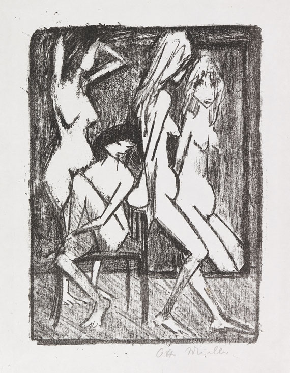 Otto Mueller - Drei Mädchen vor dem Spiegel