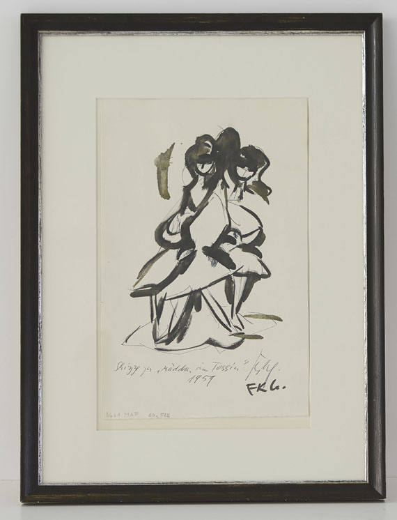 Friedrich Karl Gotsch - Skizze zu Mädchen im Tessin - Rahmenbild